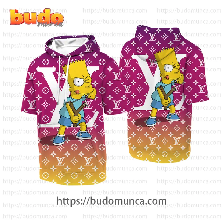Louis vuitton and the bart simpson disney hooded short sleeve t-shirt gift uninque for kid man women